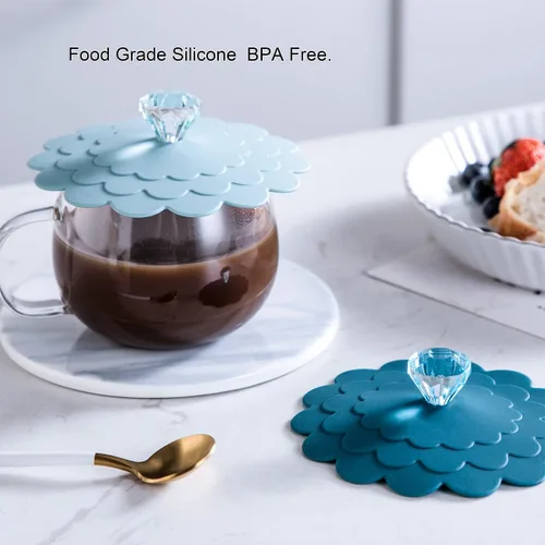 Miniatura 2 de Juego de 6 tapas de silicona extra grandes para taza de camping, tapas universales para tazas de té, tapas universales para bebidas, cubierta