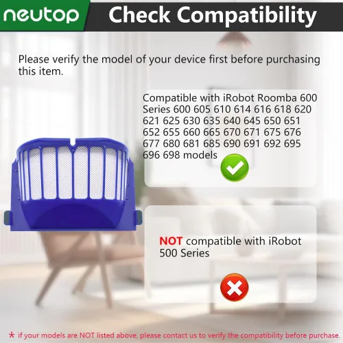Miniatura 3 de Filtros de repuesto compatibles con iRobot Roomba 675 677 670 665 655 645 614 694 692, solo 6 unidades.
