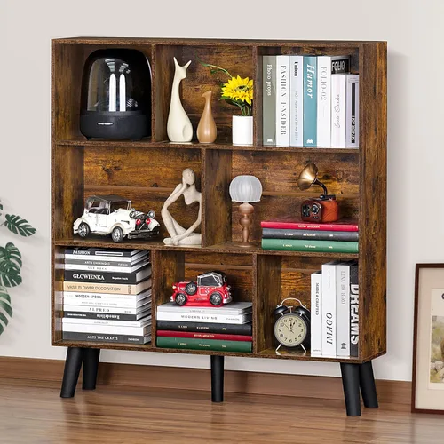 Miniatura 63 de LEYAOYAO Estantería de 5 cubos de 3 niveles con patas, estante negro menta para libros para niños, bonito organizador de almacenamiento, estantes