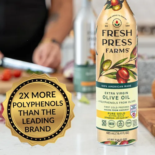 Miniatura 4 de Fresh Press Farms Aceite de Oliva Extra Virgen Oro Puro de Alto Contenido de Polifenoles Prensado en Frío, 16.4 Fl Oz (Paquete de 2), Cultivado