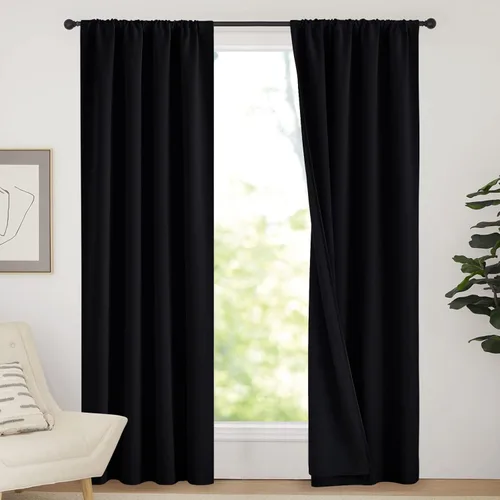 Miniatura 130 de NICETOWN Cortinas blancas 100% opacas, 2 capas gruesas completamente opacas con bolsillo para barra, cortinas aislantes térmicas para Blanco puro
