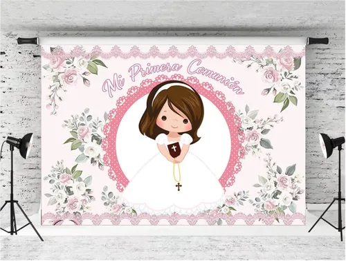 Miniatura 3 de My First Communion Girl Bautismo Fotografía Fondo Dios bendiga bautismo Mi Bautizo Decoración telón de fondo de estudio fotográfico de vinilo