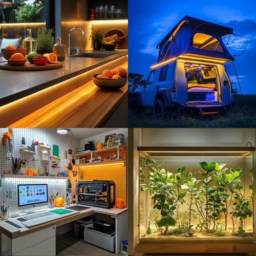 Miniatura 4 de Tira de luces LED USB de 5 V, tira de luces LED flexibles de 3.28 pies con autoadhesiva, tiras de luz regulables 2800K-6500K para impresora 3D