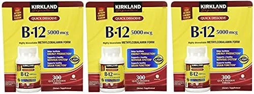 Kirkland Pozpfa Sublingual B-12 5,000 mcg, 300 tabletas (paquete de 3)