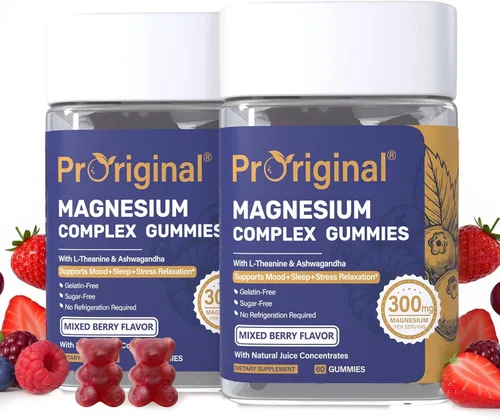 Miniatura 10 de Gomitas de magnesio para el estrés y el sueño - Complejo de magnesio de 300 mg con glicinato, citrato, malato y taurato - Apoya la relajación
