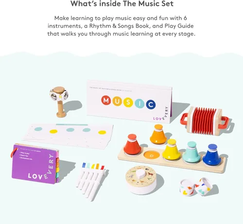 Miniatura 6 de LOVEVERY El Set de Música 6 Instrumentos Musicales Montessori & Libro de Ritmo Juguetes Educativos para Niños Pequeños y Preescolares