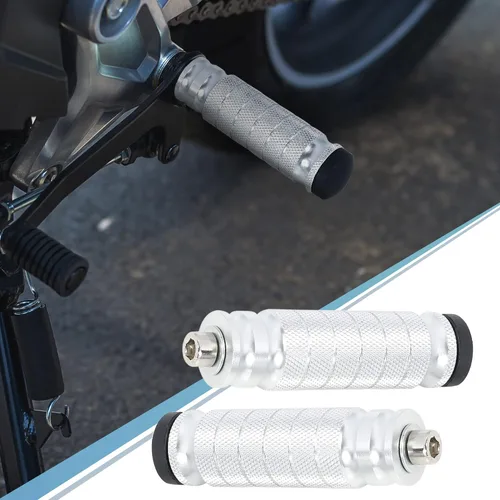 Miniatura 3 de F Fierce Cycle 1 par de reposapiés de aluminio de 6 mm para motocicleta, conjunto trasero, reposapiés, estribo, reposapiés para moto, tono plateado