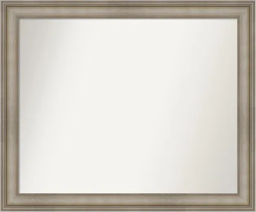 Miniatura 363 de Amanti Art Espejo de baño plateado para sobre el fregadero, 26 x 26 pulgadas, espejo cuadrado de plata antigua, marco de madera tradicional mediano