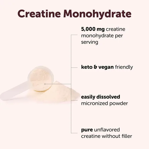 Miniatura 3 de Polvo de Creatina Monohidrato 1 kg (2.2 Lbs), 5000mg Por Porción, Polvo de Creatina Micronizado, Sin Sabor, Puro, Sin Relleno, Apto para Keto