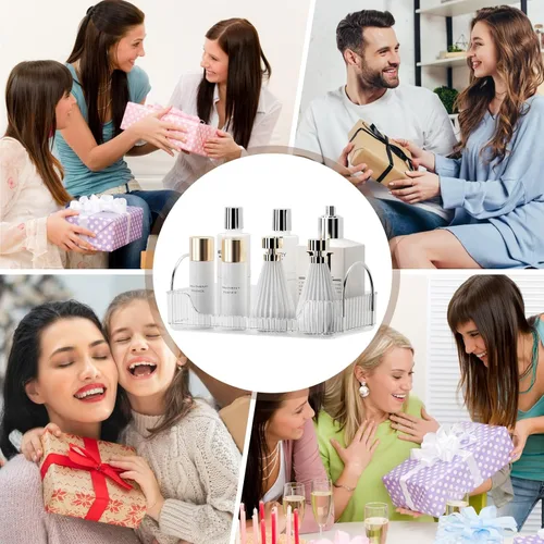 Miniatura 7 de Bandeja organizadora transparente para tocador, 1 nivel para encimera de baño, cuidado de la piel y maquillaje, artículos de tocador, lociones