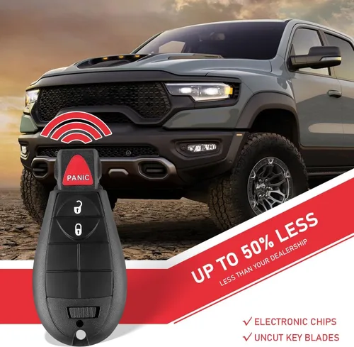 Miniatura 7 de Llavero de 3 botones para Dodge Charger, RAM 1500 2500 3500, Challenger, Grand Caravan, Magnum, Chrysler Town & Country, Jeep, control remoto