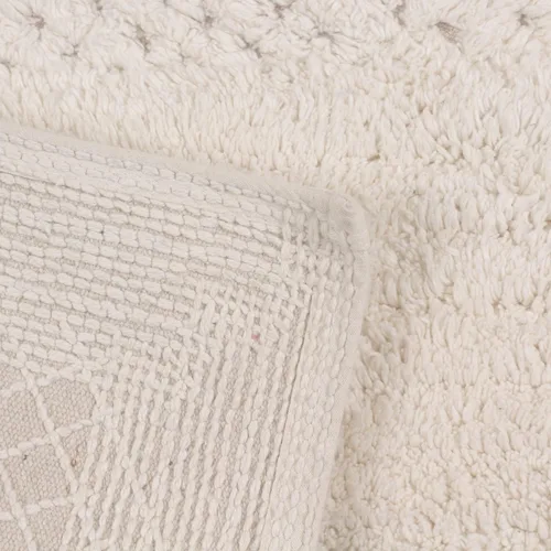 Miniatura 8 de Home Weavers Elegantes alfombras de baño 100% algodón, lavables, extrasuaves y absorbentes, antideslizantes, juego de 2 piezas (S+M), color marfil