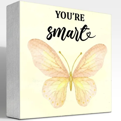 Miniatura 7 de Regalo inspirador, letrero de madera con texto en inglés "You're Brave Girl Positive Affirmations", decoración de escritorio motivacional con diseño