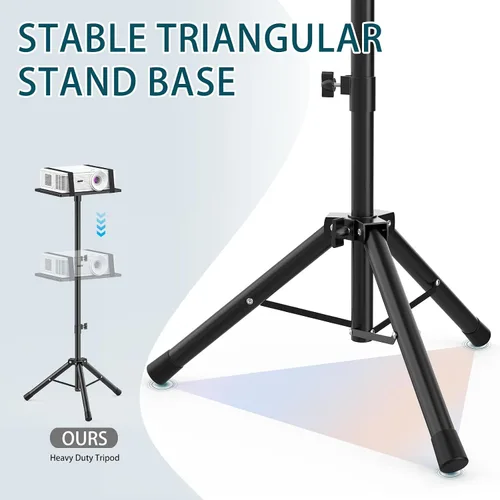 Miniatura 6 de GLEAM Trípode para proyector de 23 a 51 pulgadas, soporte de trípode para laptop con banda elástica, altura ajustable para oficina, hogar