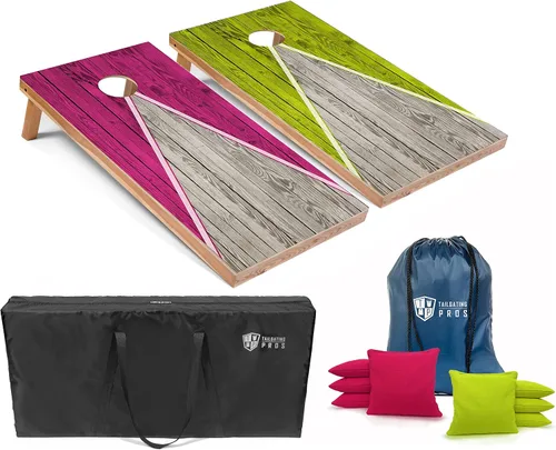 Miniatura 68 de Tailgating Pros Juego de tablero de Cornhole ligero con diseño piramidal con bolsas de frijoles y estuche de transporte, juego de cornhole