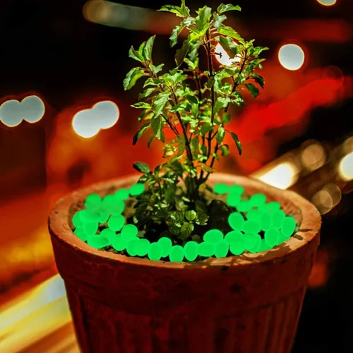 Miniatura 4 de Oubest - Piedras que brillan en la oscuridad / Guijarros que brillan / Piedras que brillan con decoración azul para jardín / Tanque de peces / Verde