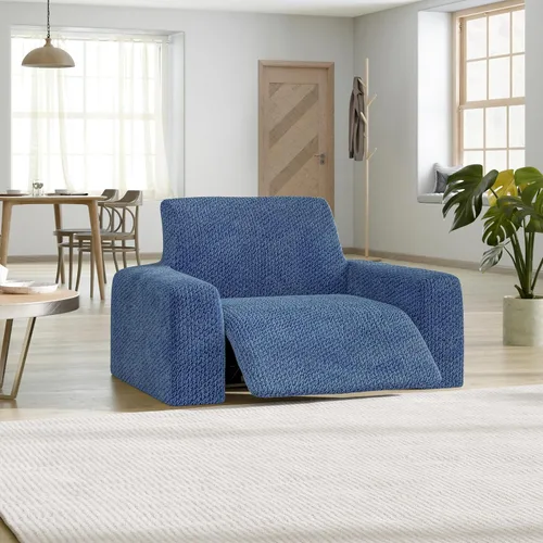 Miniatura 2 de PAULATO BY GA.I.CO. Funda para sillón, sofá, desmontable, para muebles, elástica, de doble vista, hecha en Italia, colección Mille Righe Azul