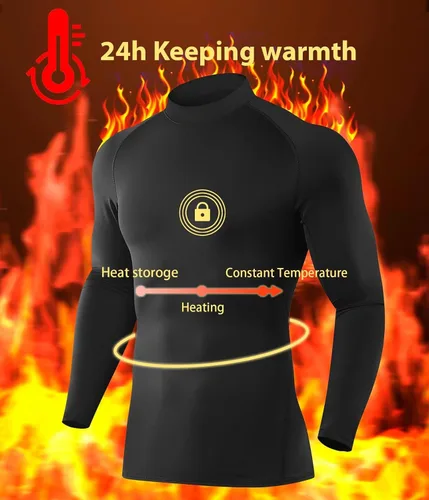 Miniatura 3 de Paquete de 5 o 4 camisas de compresión térmica para hombre, forro polar, manga larga, capa base atlética, equipo de entrenamiento para clima frío