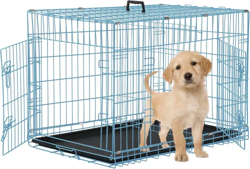 Miniatura 7 de Jaulas extra grandes de 48 pulgadas para perros medianos, jaula plegable XXL de doble puerta para perros grandes, jaulas para perros para interiores