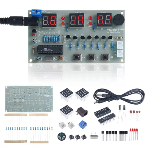 Miniatura 8 de MiOYOOW Kits de reloj digital de 4 dígitos con PCB, kit de proyecto de soldadura de reloj de alarma DIY para aprender soldadura electrónica