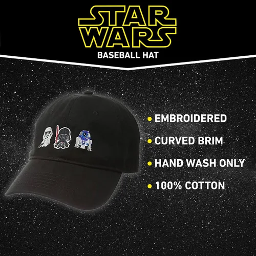 Miniatura 5 de Star Wars - Gorra de béisbol de algodón para adultos, Darth Vader, R2-D2 y Stormtrooper con ala curvada