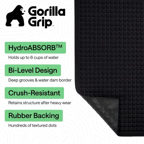 Miniatura 2 de GORILLA GRIP® HydroABSORB - Tapete ultra absorbente para puerta de entrada exterior, 47 x 35 pulgadas, atrapa la suciedad y la humedad, tapete