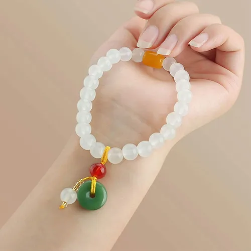 Miniatura 2 de Dcfywl731 Pulsera de piedra de jade natural hecha a mano para mujer, pulsera de mariposa de jade para mujer, ajustable, verde hetian jade, regalo