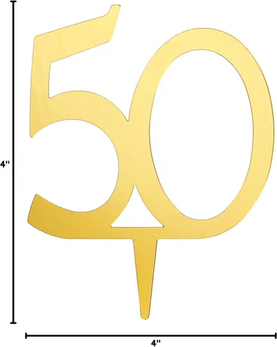 Miniatura 2 de Darice VL350NUM Espejo Acrílico Número 50 Decoración para Pasteles, Dorado, 4 Pulgadas