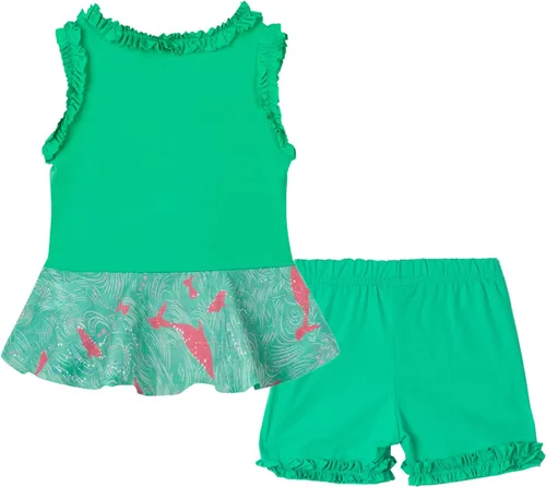 Miniatura 20 de LittleSpring Conjunto de verano para niñas con camiseta sin mangas y pantalones cortos florales