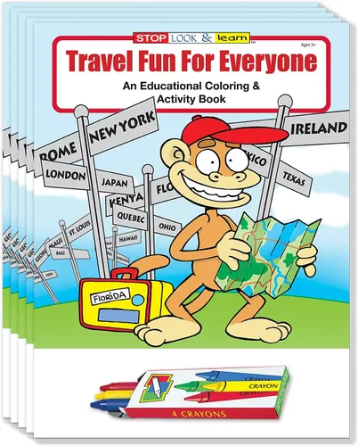 ZOCO Traveling is Fun Libros para colorear para niños (paquete de 25 unidades, con lápices de colores) - Actividades educativas de viaje -