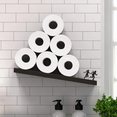 Miniatura 5 de Artori - Estante flotante de papel higiénico – Decoraciones de pared de baño, soporte de papel higiénico de pared inclinado, organizador