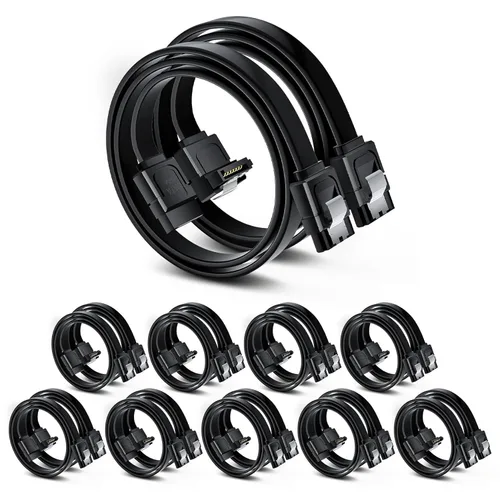 Miniatura 8 de BolAAzuL - Juego de 2 cables SATA III de ángulo recto y recto, cables de datos SATA de 90 grados + cable SATA 3 de recto a recto, cable SATA