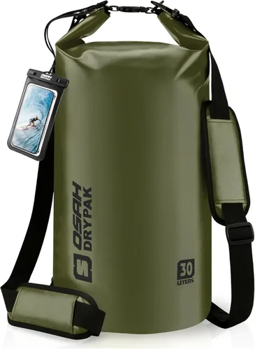 Miniatura 53 de Bolsa seca impermeable, 5L/10L/20L/30L/40L Mochila de almacenamiento ligera con funda para teléfono para mujeres y hombres, saco impermeable Gris