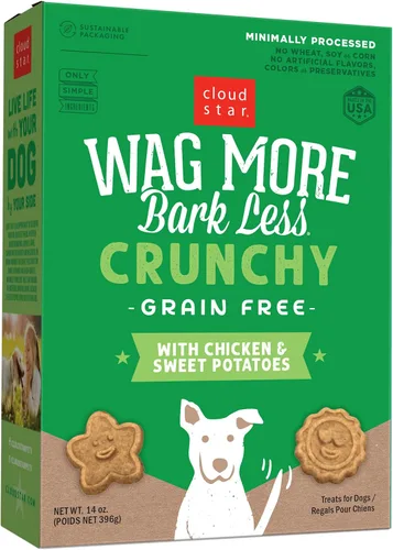 Miniatura 16 de Cloud Star Wag More Bark Less Crunchy - Golosinas para perros sin granos, sabores surtidos, caja de 14 onzas
