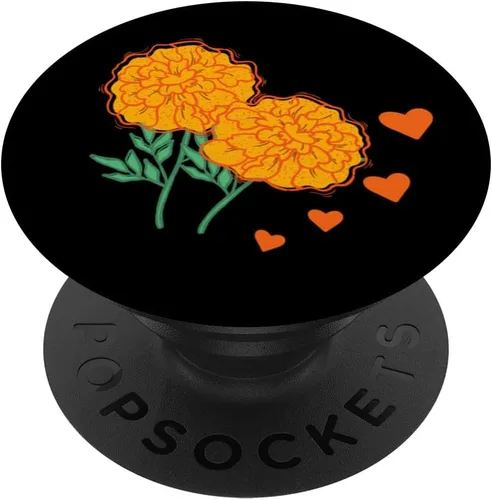 Flores de caléndula mexicanas lindas naranjas para mujeres y niñas, México PopSockets intercambiables PopGrip