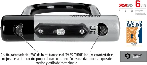 Miniatura 3 de Kryptonite Kryptolok - Candado en U estándar para bicicleta con cable, candado antirrobo resistente para bicicleta, grillete de 12.7 mm y cable