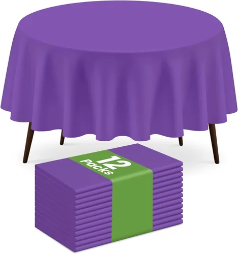 Miniatura 68 de Paquete de 2 manteles redondos desechables color azul oscuro, manteles de plástico para fiestas, 84 x 84 pulgadas, impermeable, para campamento