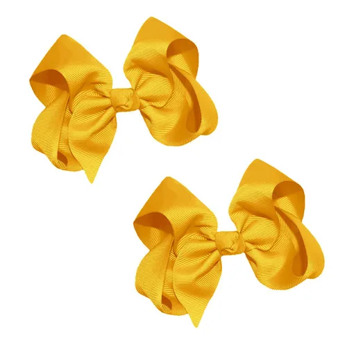 Miniatura 53 de WEBB DIRECT2U Juego de dos lazos para el pelo de grogrén sólido de 4 pulgadas, pinzas de cocodrilo, color verde manzana