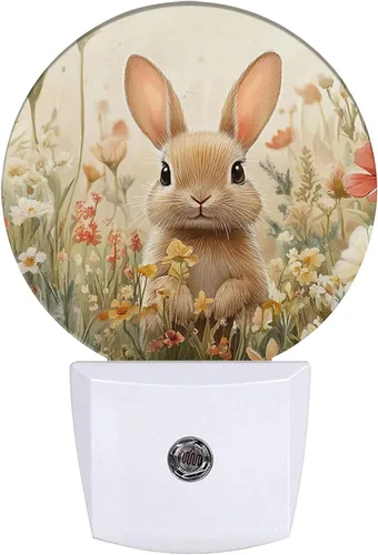 Miniatura 18 de Luz nocturna de gato blanco, flores moradas enchufables con sensor de atardecer a amanecer para dormitorio, baño y sala de estar, lámpara apta