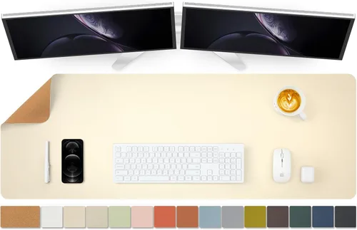 Miniatura 37 de Tapete de escritorio grande de corcho natural y cuero, tapete de escritorio ecológico, protector de escritorio de doble cara, tapete de teclado Café