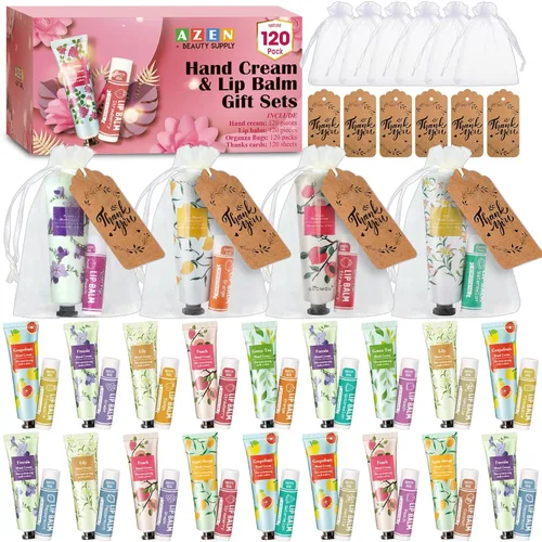 Miniatura 9 de AZEN 30 juegos de regalos a granel, crema de manos y aceites esenciales a granel con bolsa de organza, tarjeta de agradecimiento, regalos de baby