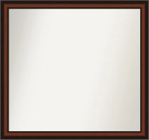Miniatura 369 de Amanti Art Espejo de pared personalizado no biselado (24 x 27 pulgadas), marco estrecho de nogal chipre - varios tamaños personalizados - Espejo