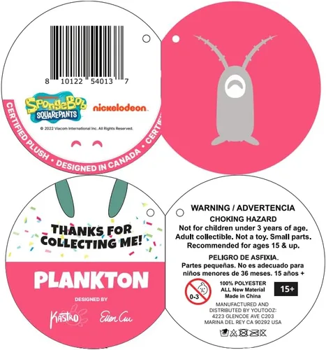 Miniatura 7 de Youtooz Plancton Sentado Peluche, 9 Pulgadas, Peluche Oficial con Licencia de Bob Esponja, Plancton The Chum Bucket de Bob Esponja Pantalones