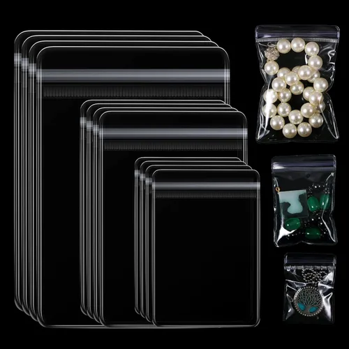 Miniatura 2 de Clabby 120 bolsas de joyería de PVC transparente, bolsa de almacenamiento de joyas de plástico, anillos transparentes, aretes, bolsas antideslustre