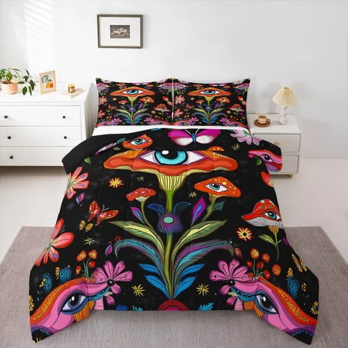 Miniatura 28 de Erosebridal Edredón de árbol de la vida, ropa de cama bohemia con diseño de mariposa y mariposa, edredón de fase lunar hippie, edredón acolchado