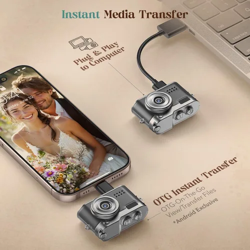 Miniatura 8 de HOTU Mini cámara digital, llavero 1080P HD con lente de 2MP, flash, grabación de video, tarjeta 32G incluida, cámara retro portátil y compacta
