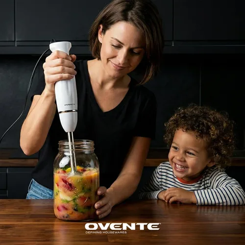 Miniatura 3 de OVENTE Batidora de Mano de Inmersión, Mezclador de Mano Portátil Eléctrico de 300W con 2 Velocidades de Mezcla y Cuchillas de Acero Inoxidable