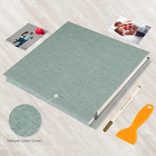 Miniatura 4 de Álbum de fotos autoadhesivo Semfalbuums con páginas adhesivas, álbumes de fotos magnéticos con páginas adhesivas para fotos de 4x6, 5x7, 8x10, Verde