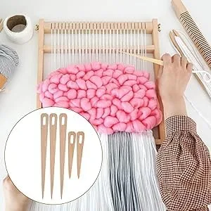 Miniatura 6 de 5 agujas de tejer de ojo grande, aguja de ganchillo de madera para tejer a mano, tenedor de madera, aguja de ojo, herramienta de tejer tapiz