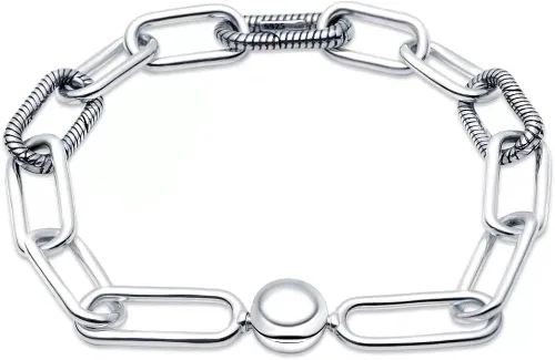 Longluck Pulsera con colgante de cadena de eslabones de plata de ley 925 para abalorios Pandora y colgantes cierre redondo regalo de cumpleaños para